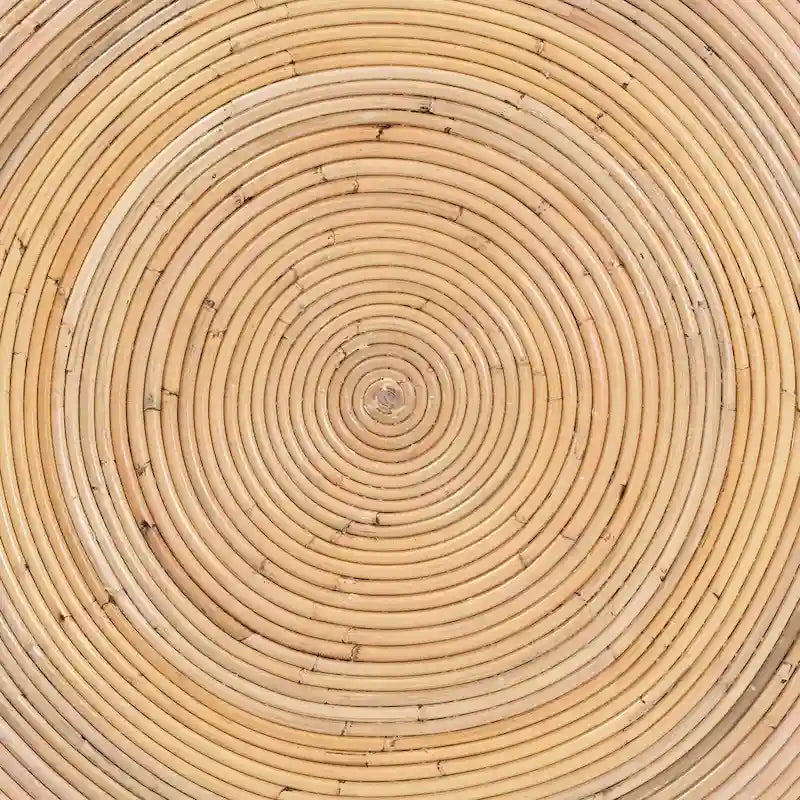 Table basse Tokyo en rotin naturel laminé - Table tambour fabriquée à la main pour salon, mobilier de style bohème côtier