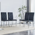 Ensemble de 4 chaises de salle à manger à dossier haut, capitonnées à carreaux, avec coussin moelleux, chaises d'appoint pour salon, sans accoudoirs