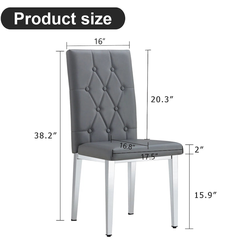 Ensemble de 4 chaises de salle à manger à dossier haut, capitonnées à carreaux, avec coussin moelleux, chaises d'appoint pour salon, sans accoudoirs