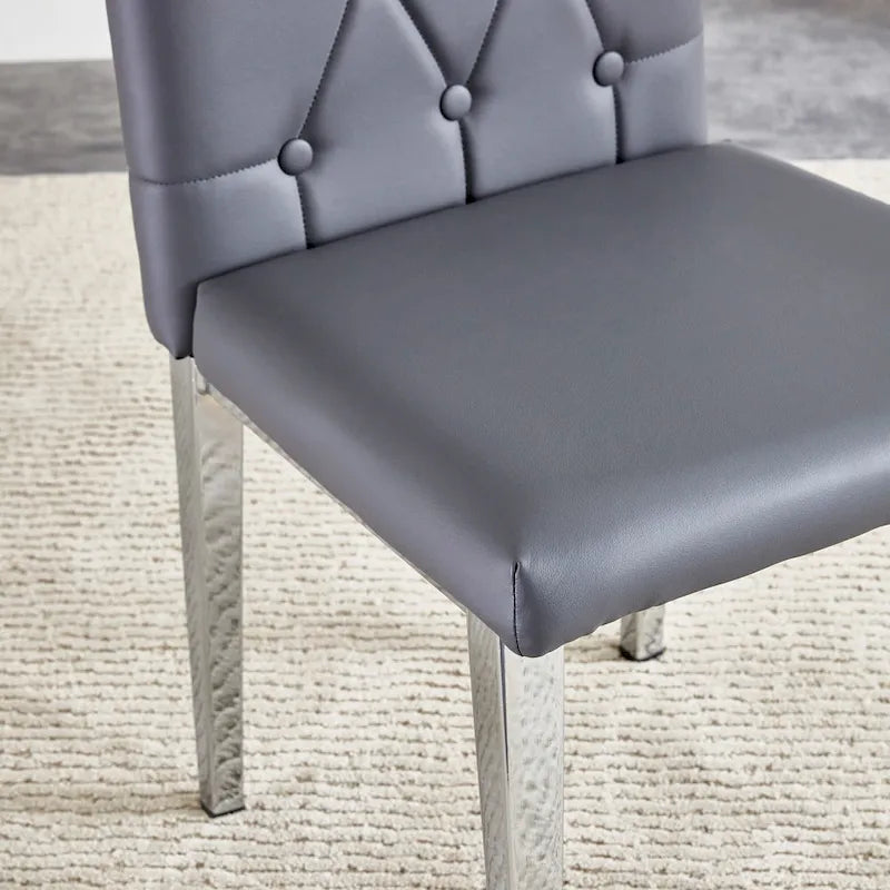 Ensemble de 4 chaises de salle à manger à dossier haut, capitonnées à carreaux, avec coussin moelleux, chaises d'appoint pour salon, sans accoudoirs