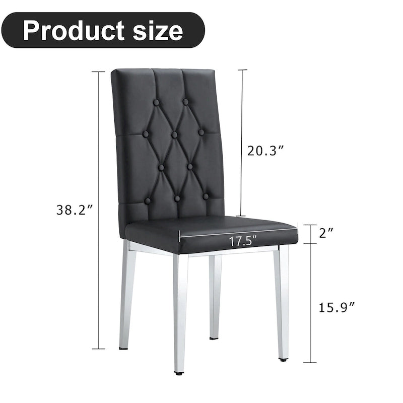 Ensemble de 4 chaises de salle à manger à dossier haut, capitonnées à carreaux, avec coussin moelleux, chaises d'appoint pour salon, sans accoudoirs