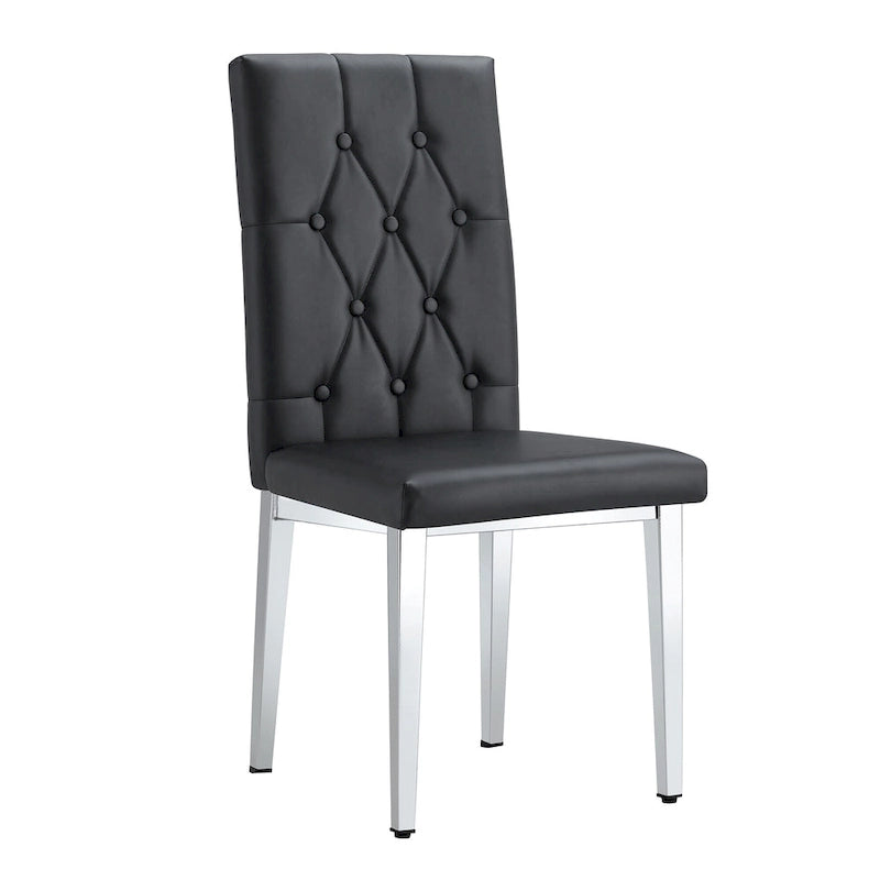 Ensemble de 4 chaises de salle à manger à dossier haut, capitonnées à carreaux, avec coussin moelleux, chaises d'appoint pour salon, sans accoudoirs