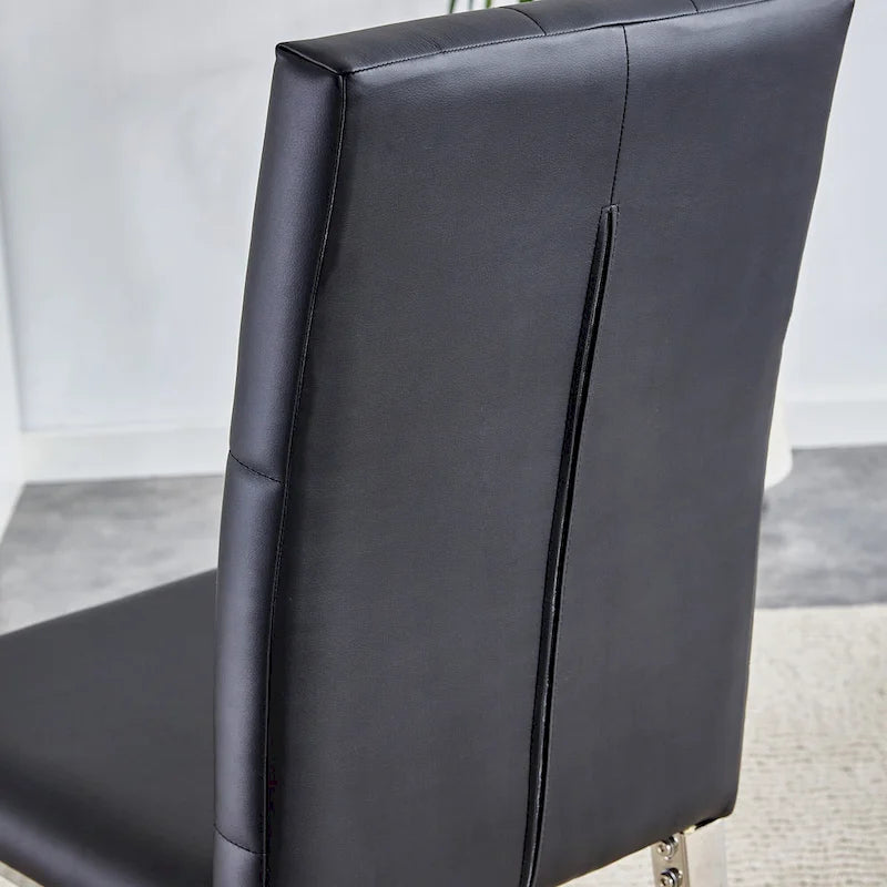 Ensemble de 4 chaises de salle à manger à dossier haut, capitonnées à carreaux, avec coussin moelleux, chaises d'appoint pour salon, sans accoudoirs