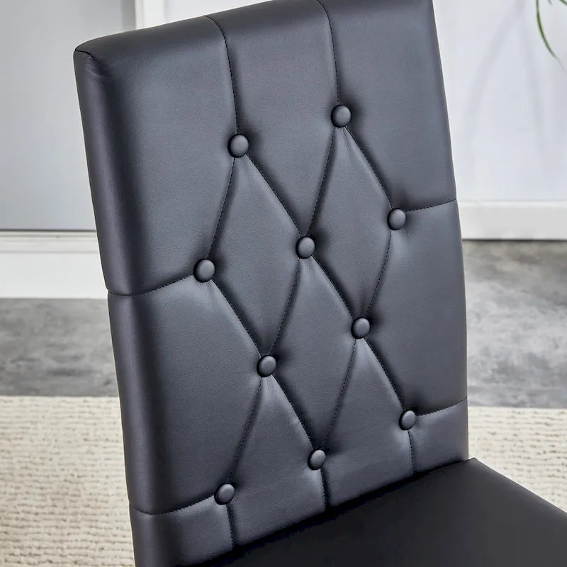 Ensemble de 4 chaises de salle à manger à dossier haut, capitonnées à carreaux, avec coussin moelleux, chaises d'appoint pour salon, sans accoudoirs