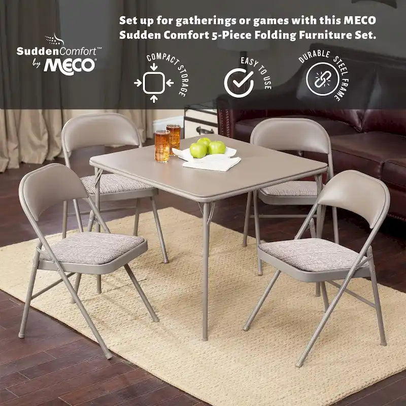Ensemble de mobilier pliant MECO Sudden Comfort : 1 table de jeu 86x86 cm et 4 chaises