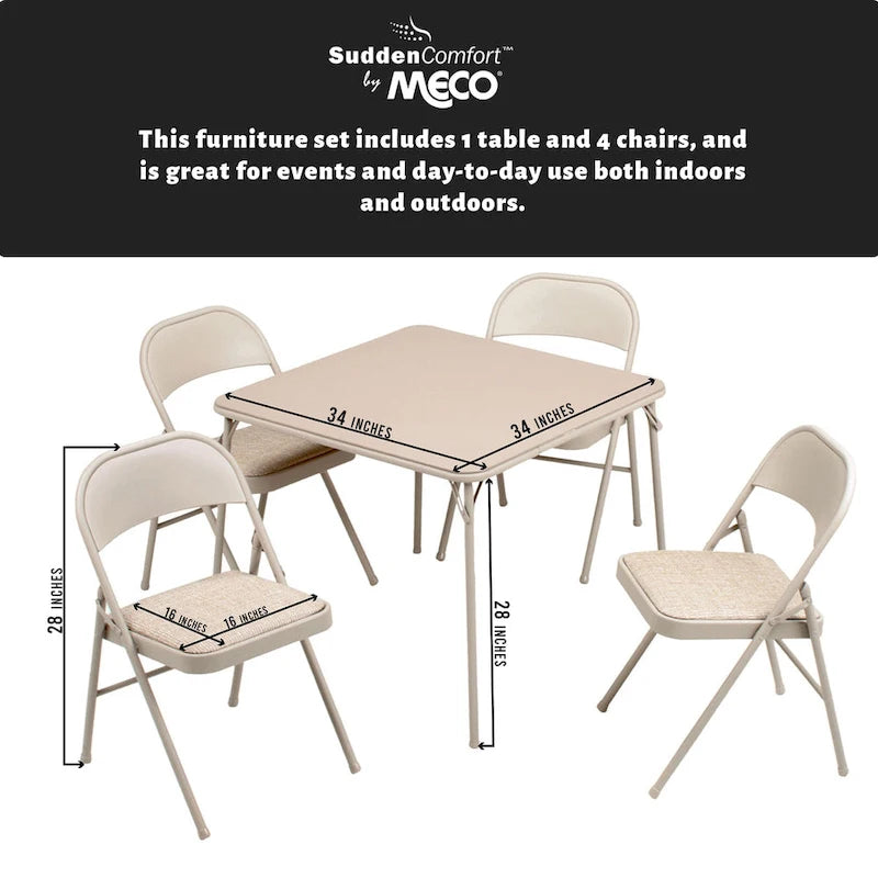 Ensemble de mobilier pliant MECO Sudden Comfort : 1 table de jeu 86x86 cm et 4 chaises