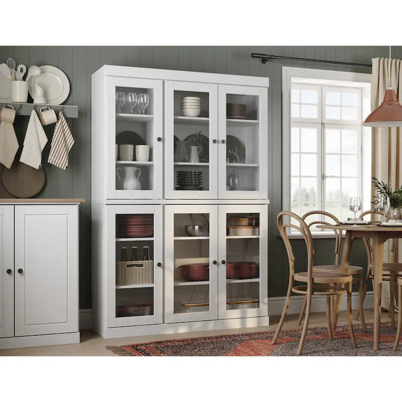Palace Imports Buffet de cuisine en bois massif 100 % 48,5 avec portes vitrées transparentes et étagères réglables