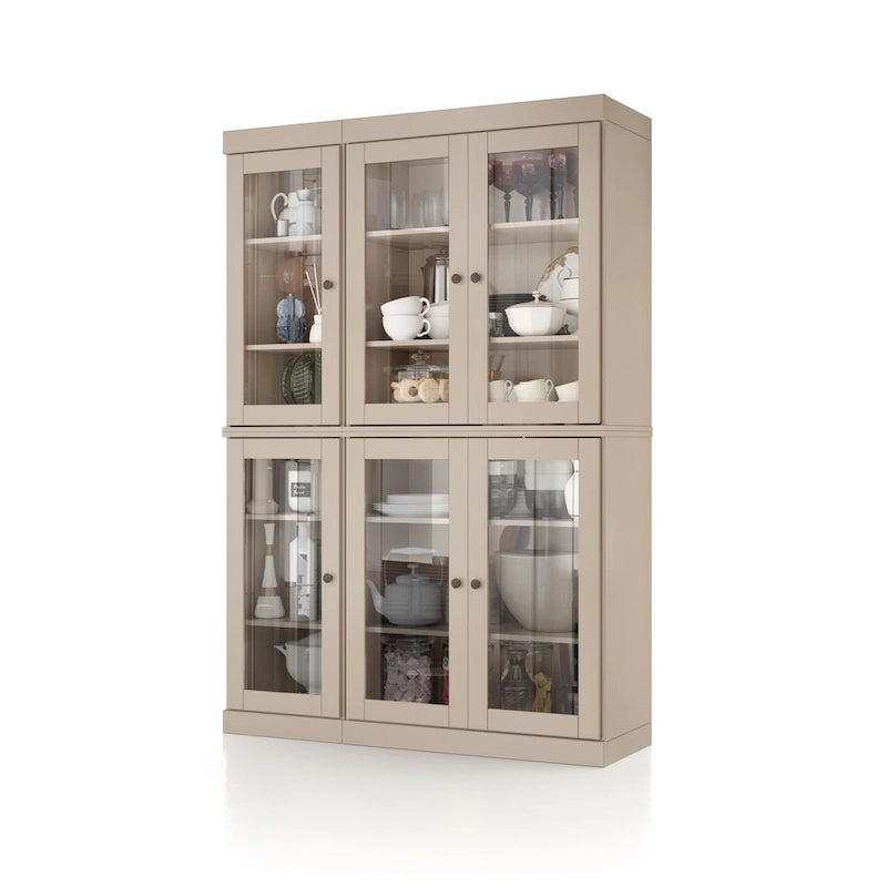 Palace Imports Buffet de cuisine en bois massif 100 % 48,5 avec portes vitrées transparentes et étagères réglables