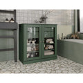 Meuble de salle de bain Palace Imports 100 % en bois massif de 32 po avec portes en verre transparent, 2 tiroirs et tablettes réglables
