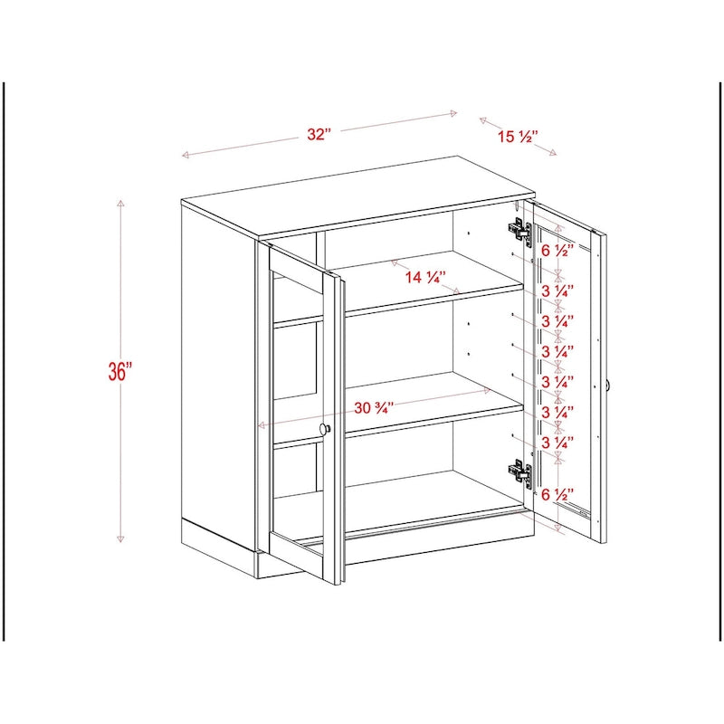 Meuble de salle de bain Palace Imports 100 % en bois massif de 32 po avec portes en verre transparent, 2 tiroirs et tablettes réglables