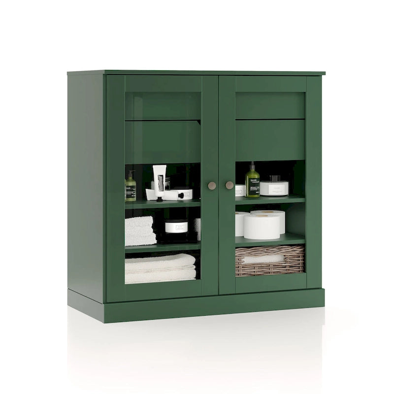Meuble de salle de bain Palace Imports 100 % en bois massif de 32 po avec portes en verre transparent, 2 tiroirs et tablettes réglables