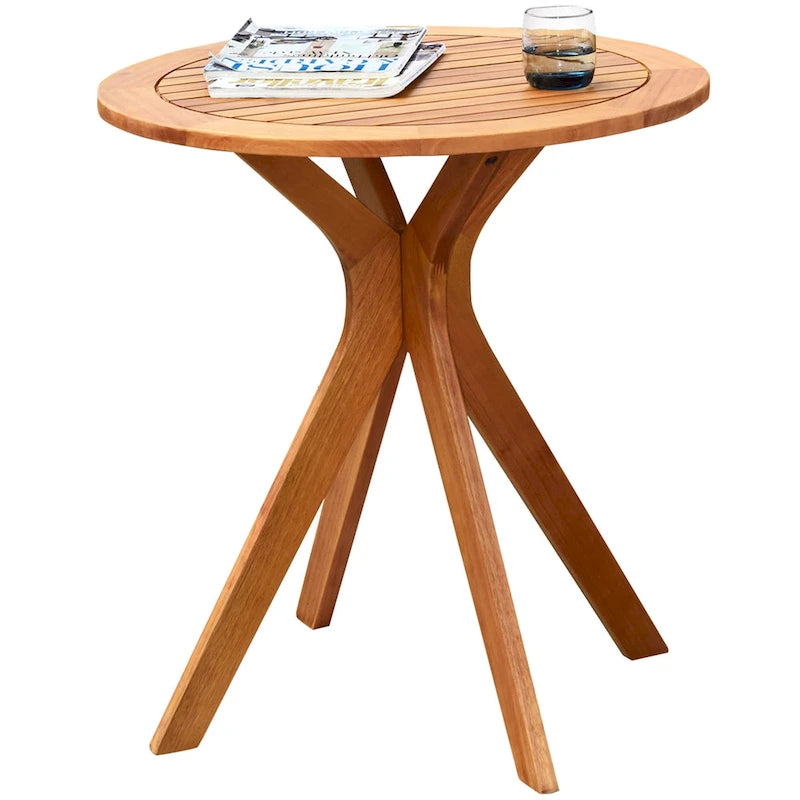 Costway Table d'appoint bistrot ronde extérieure 27 en bois massif - Voir description