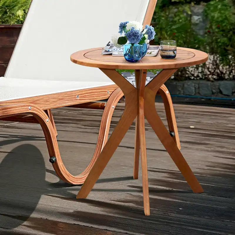 Costway Table d'appoint bistrot ronde extérieure 27 en bois massif - Voir description