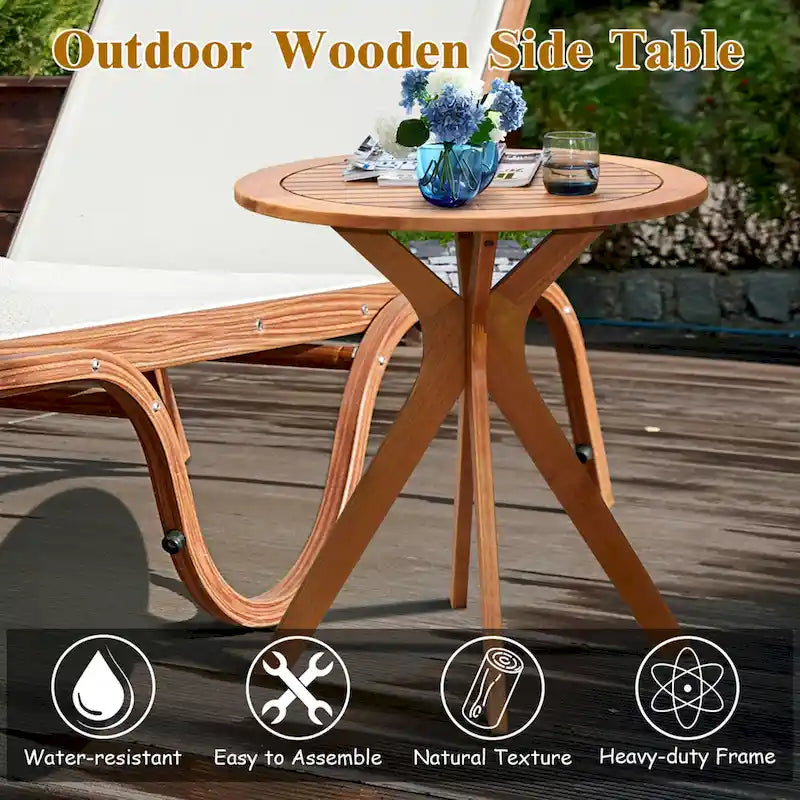 Costway Table d'appoint bistrot ronde extérieure 27 en bois massif - Voir description