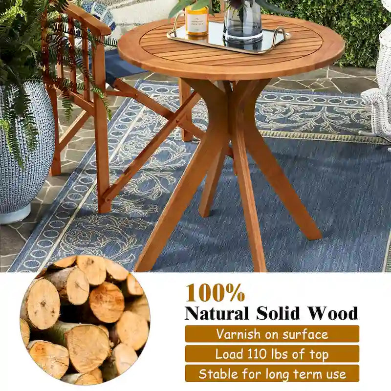 Costway Table d'appoint bistrot ronde extérieure 27 en bois massif - Voir description