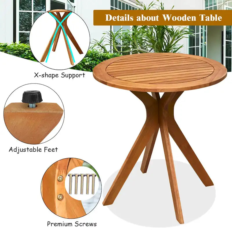 Costway Table d'appoint bistrot ronde extérieure 27 en bois massif - Voir description