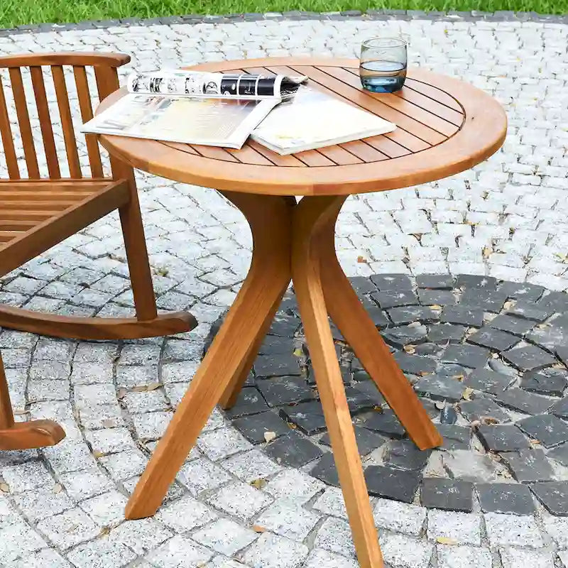 Costway Table d'appoint bistrot ronde extérieure 27 en bois massif - Voir description