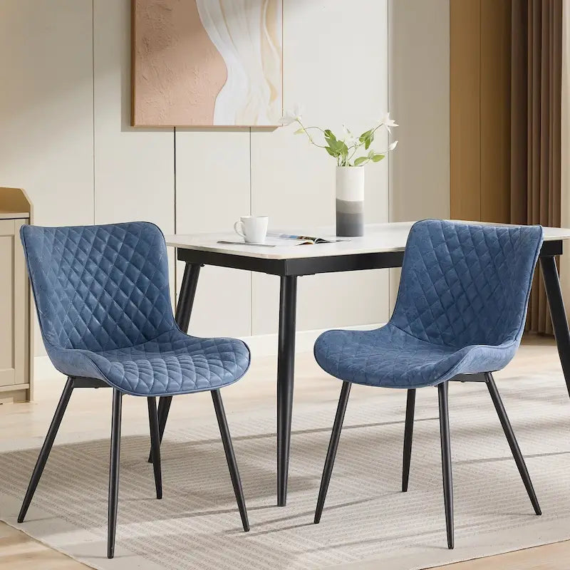 Lot de 2 chaises de salle à manger, chaises d'appoint sans accoudoirs en similicuir avec pieds en métal