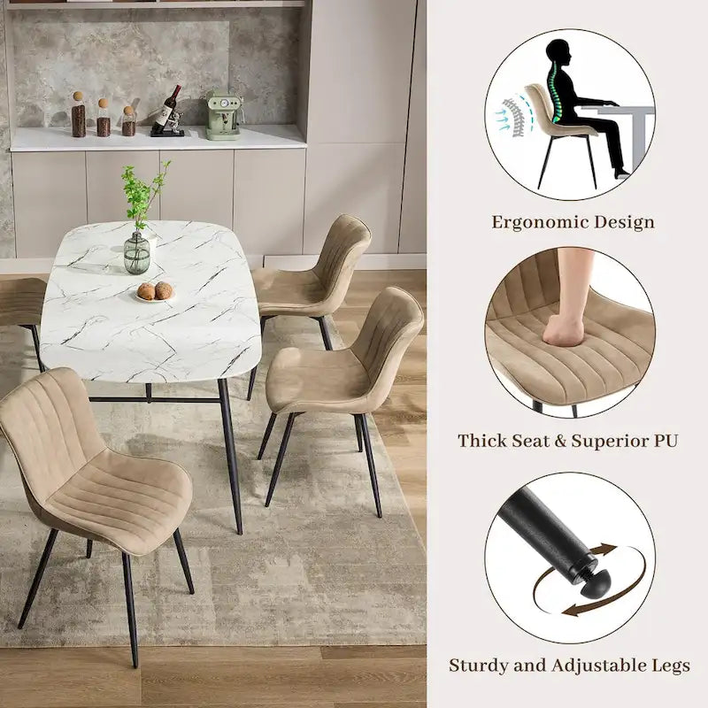 Lot de 2 chaises de salle à manger, chaises d'appoint sans accoudoirs en similicuir avec pieds en métal