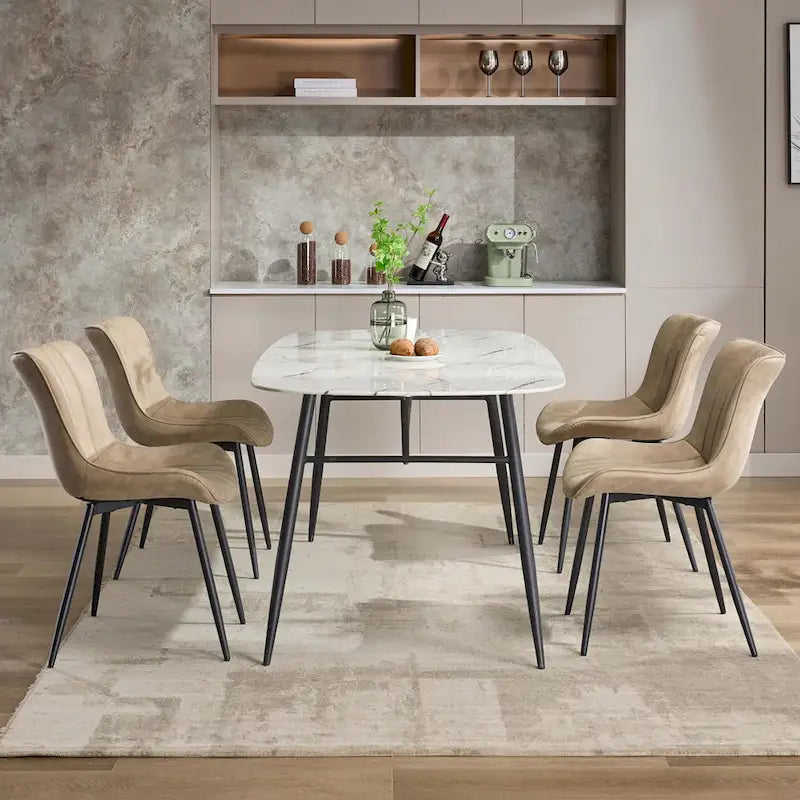 Lot de 2 chaises de salle à manger, chaises d'appoint sans accoudoirs en similicuir avec pieds en métal