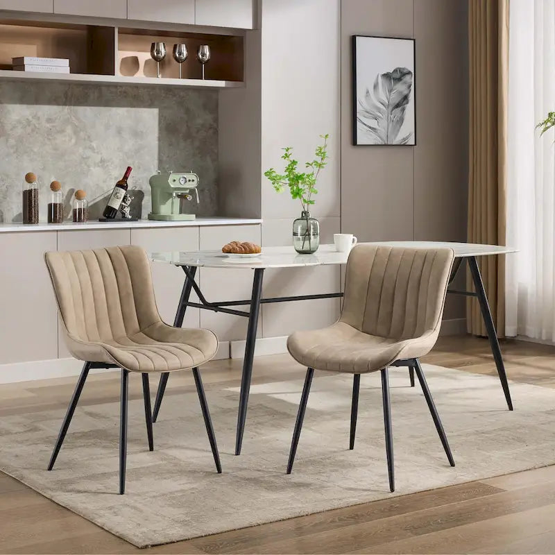 Lot de 2 chaises de salle à manger, chaises d'appoint sans accoudoirs en similicuir avec pieds en métal