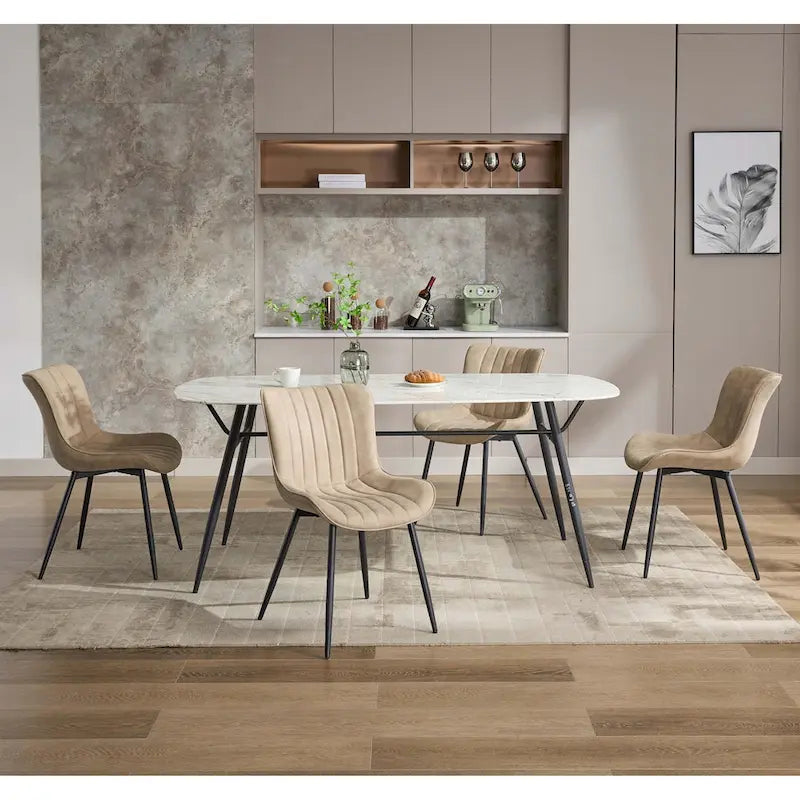 Lot de 2 chaises de salle à manger, chaises d'appoint sans accoudoirs en similicuir avec pieds en métal