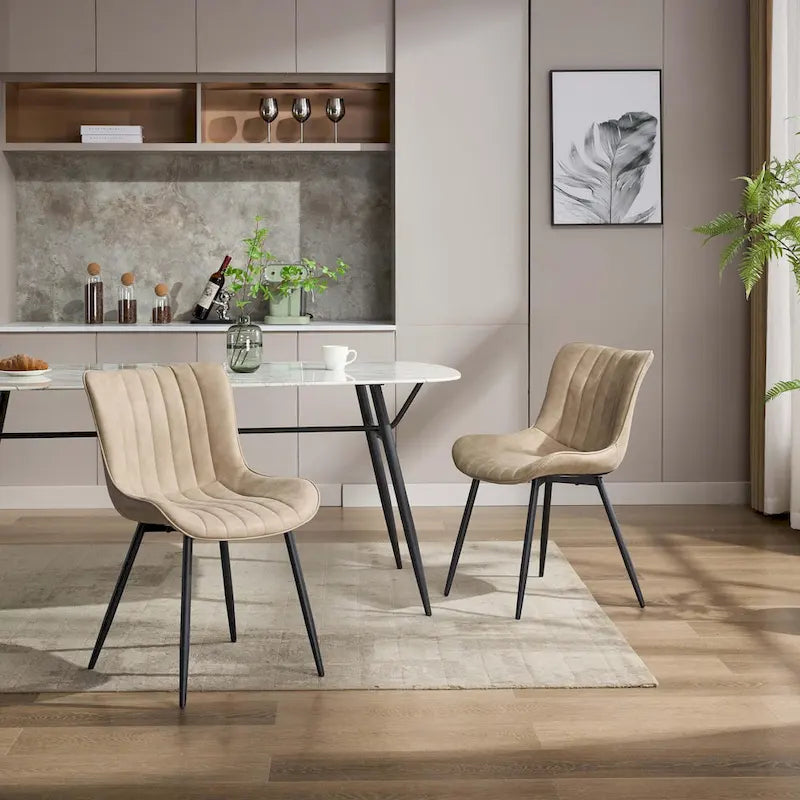 Lot de 2 chaises de salle à manger, chaises d'appoint sans accoudoirs en similicuir avec pieds en métal