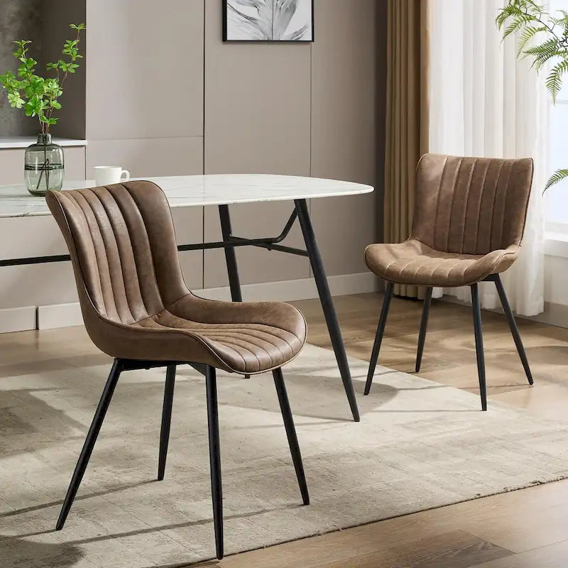 Lot de 2 chaises de salle à manger, chaises d'appoint sans accoudoirs en similicuir avec pieds en métal