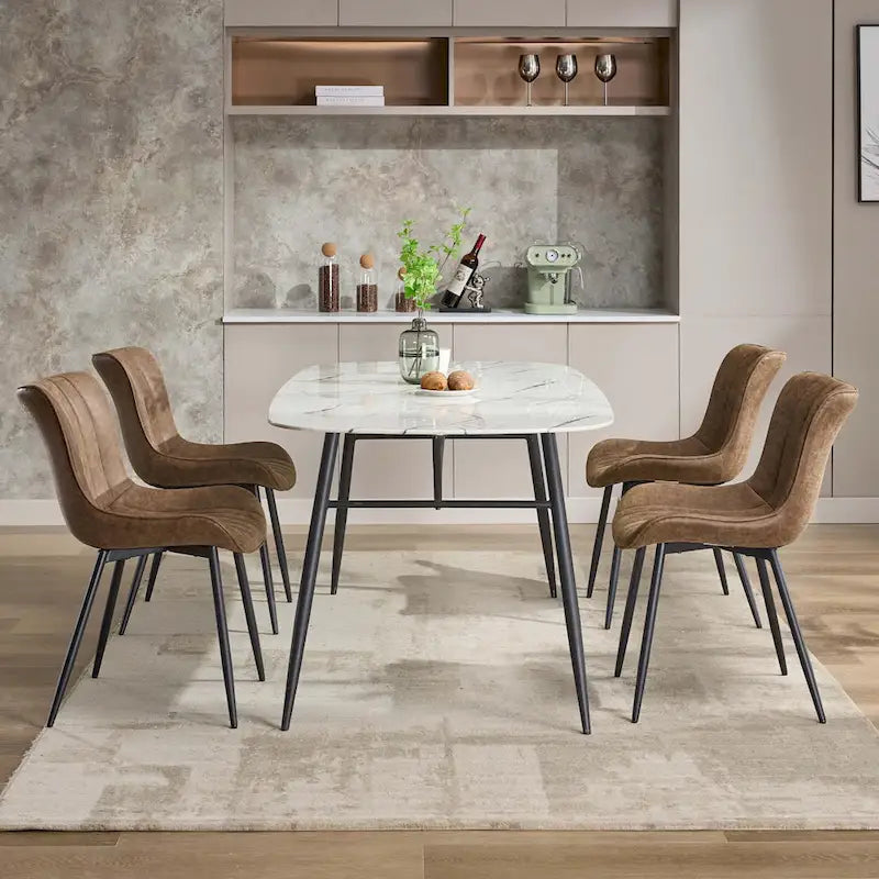 Lot de 2 chaises de salle à manger, chaises d'appoint sans accoudoirs en similicuir avec pieds en métal
