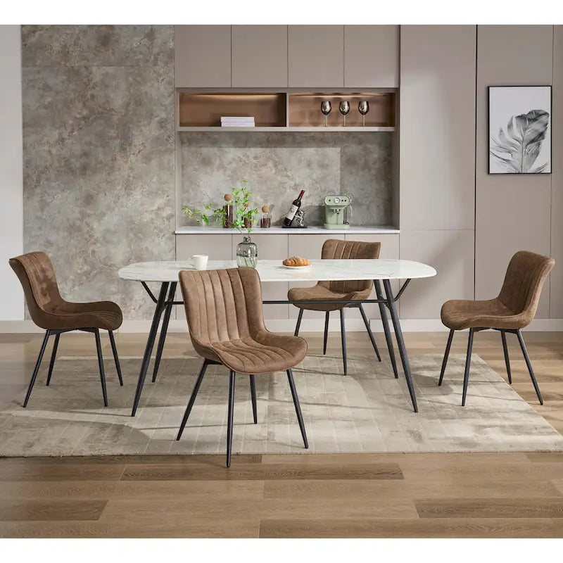 Lot de 2 chaises de salle à manger, chaises d'appoint sans accoudoirs en similicuir avec pieds en métal