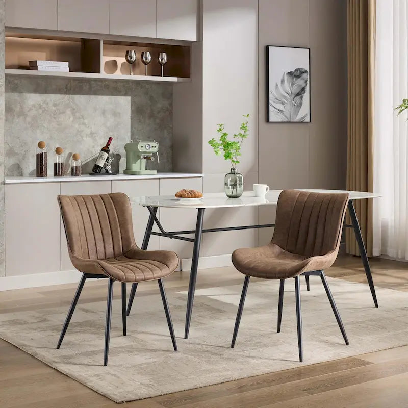 Lot de 2 chaises de salle à manger, chaises d'appoint sans accoudoirs en similicuir avec pieds en métal