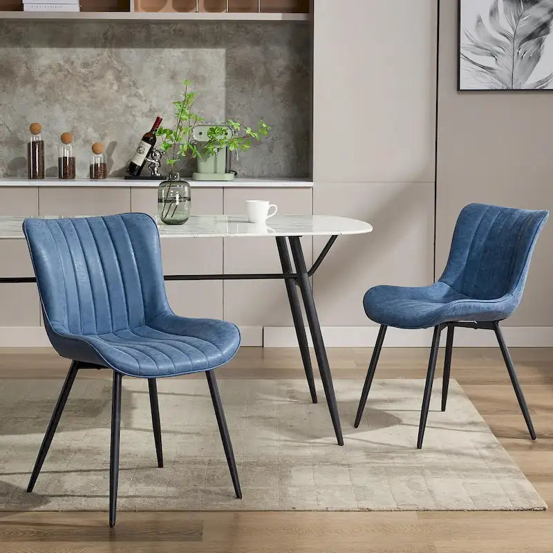 Lot de 2 chaises de salle à manger, chaises d'appoint sans accoudoirs en similicuir avec pieds en métal