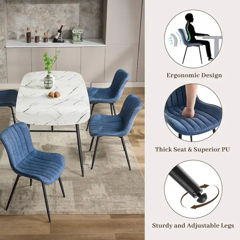 Lot de 2 chaises de salle à manger, chaises d'appoint sans accoudoirs en similicuir avec pieds en métal