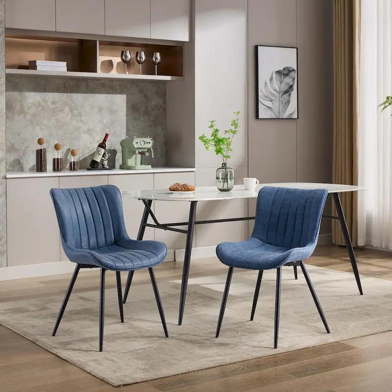 Lot de 2 chaises de salle à manger, chaises d'appoint sans accoudoirs en similicuir avec pieds en métal