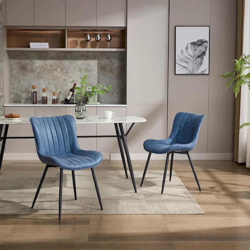 Lot de 2 chaises de salle à manger, chaises d'appoint sans accoudoirs en similicuir avec pieds en métal