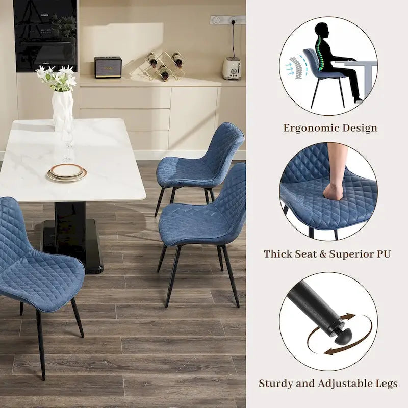 Lot de 2 chaises de salle à manger, chaises d'appoint sans accoudoirs en similicuir avec pieds en métal