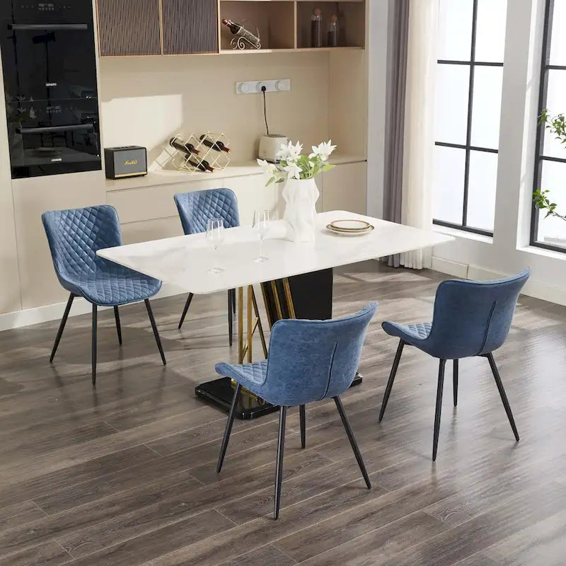 Lot de 2 chaises de salle à manger, chaises d'appoint sans accoudoirs en similicuir avec pieds en métal