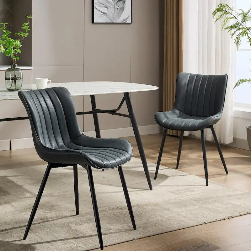 Lot de 2 chaises de salle à manger, chaises d'appoint sans accoudoirs en similicuir avec pieds en métal