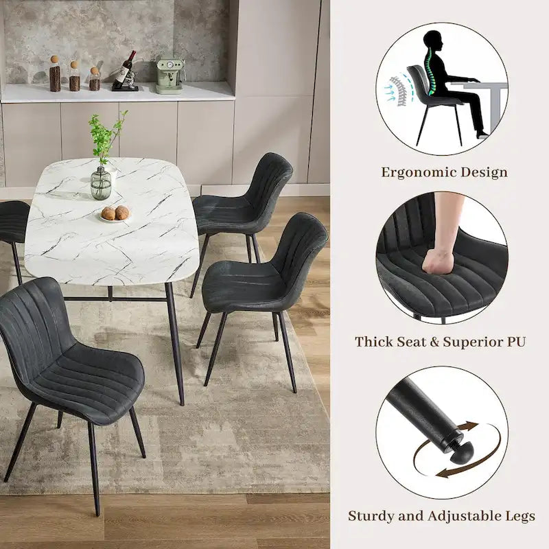 Lot de 2 chaises de salle à manger, chaises d'appoint sans accoudoirs en similicuir avec pieds en métal
