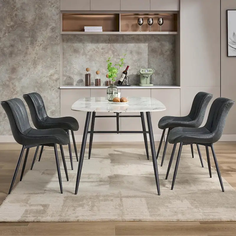 Lot de 2 chaises de salle à manger, chaises d'appoint sans accoudoirs en similicuir avec pieds en métal