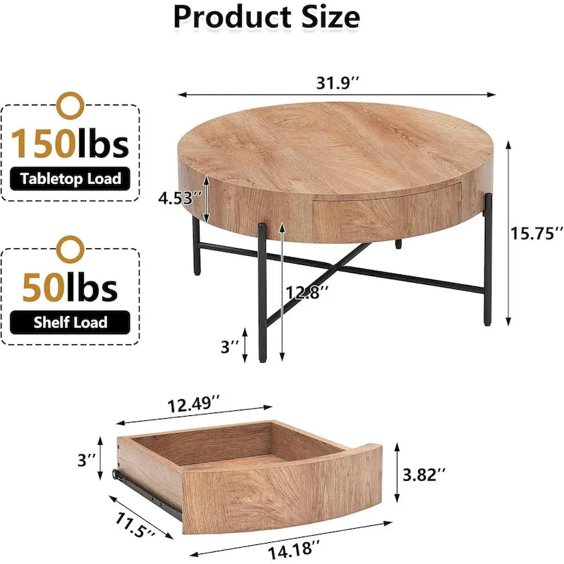 Table basse avec tiroirs Table basse ronde