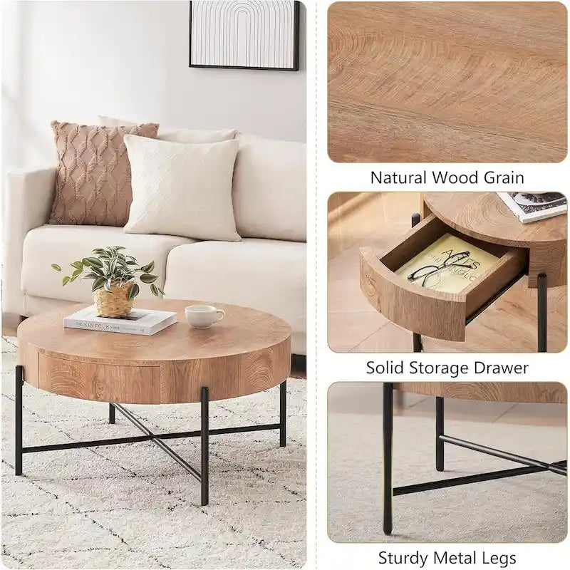 Table basse avec tiroirs Table basse ronde