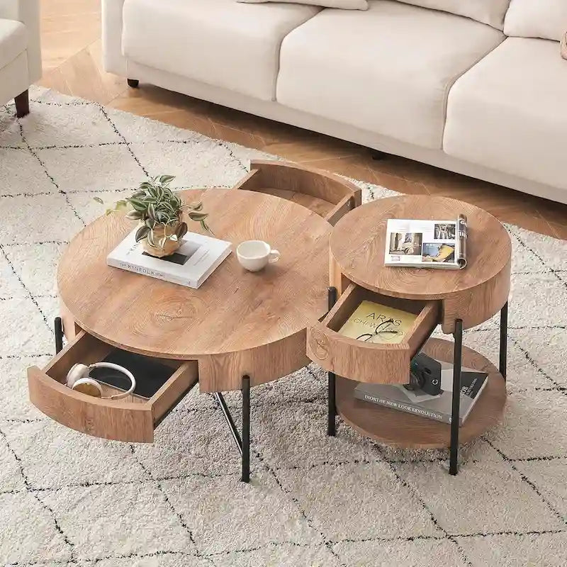 Table basse avec tiroirs Table basse ronde