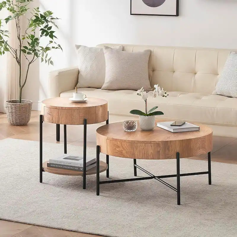 Table basse avec tiroirs Table basse ronde