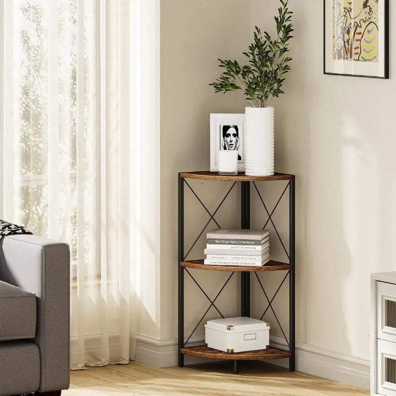 Étagère d'angle avec cadre en métal - 11,8P x 11,8L x 26,9H