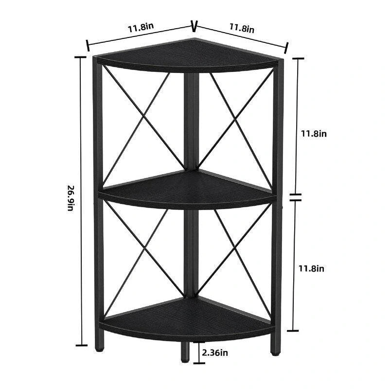 Étagère d'angle avec cadre en métal - 11,8P x 11,8L x 26,9H