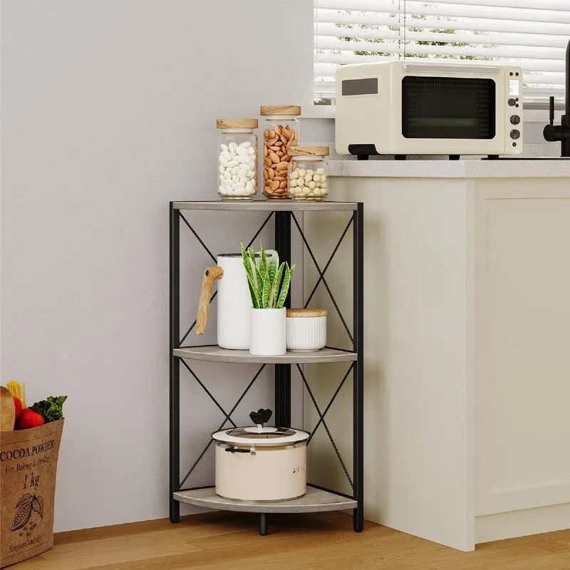 Étagère d'angle avec cadre en métal - 11,8P x 11,8L x 26,9H