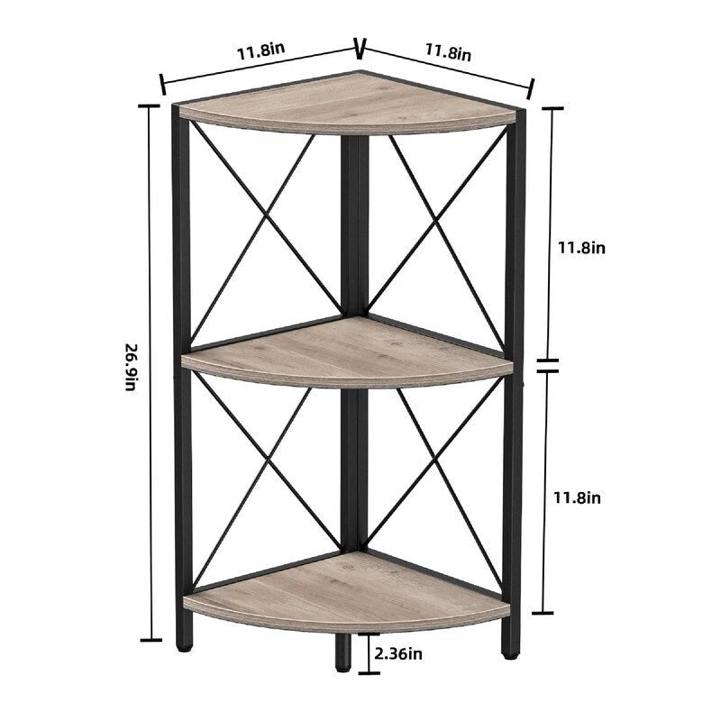 Étagère d'angle avec cadre en métal - 11,8P x 11,8L x 26,9H