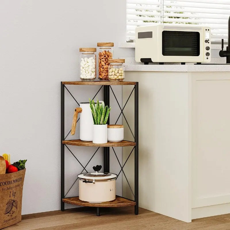 Étagère d'angle avec cadre en métal - 11,8P x 11,8L x 26,9H