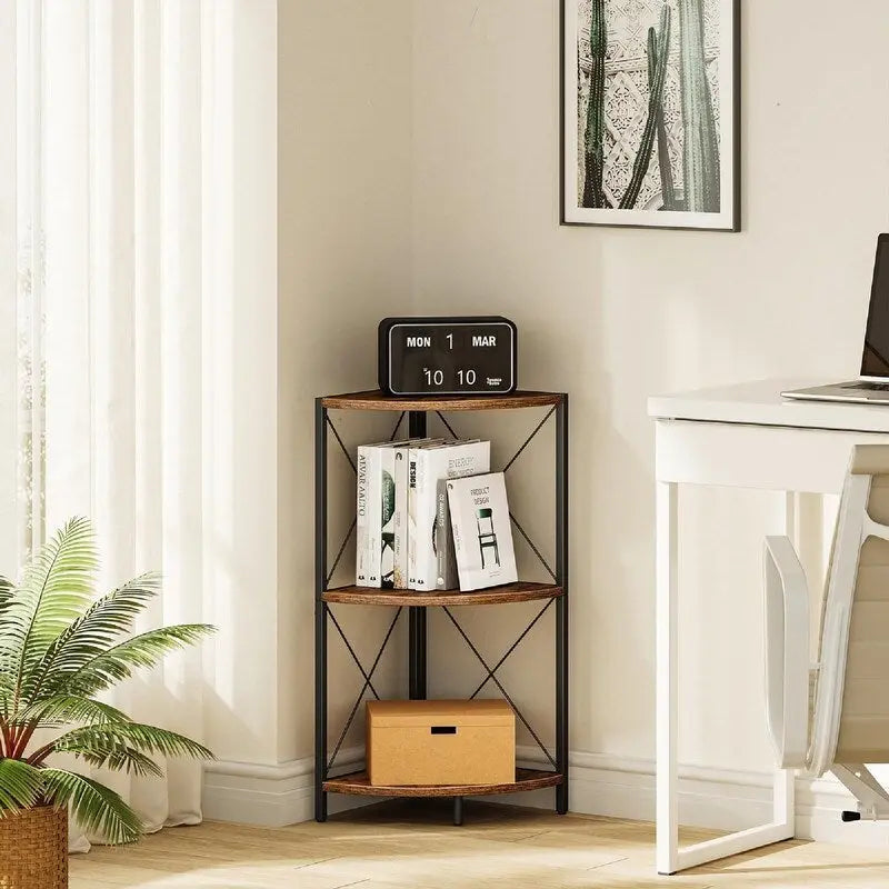 Étagère d'angle avec cadre en métal - 11,8P x 11,8L x 26,9H